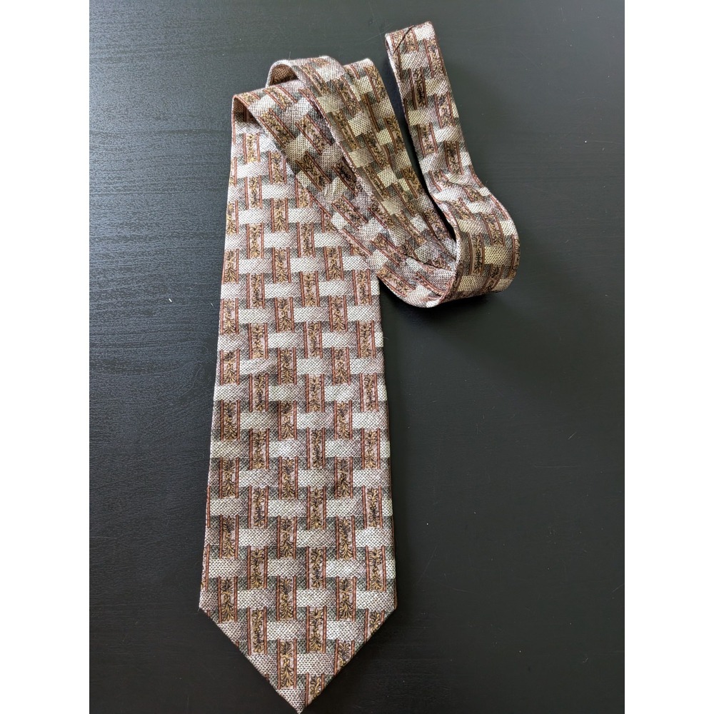 Pierre Balmain Couture Tie Necktie Silk Vintage Floral Geometric 58" USA